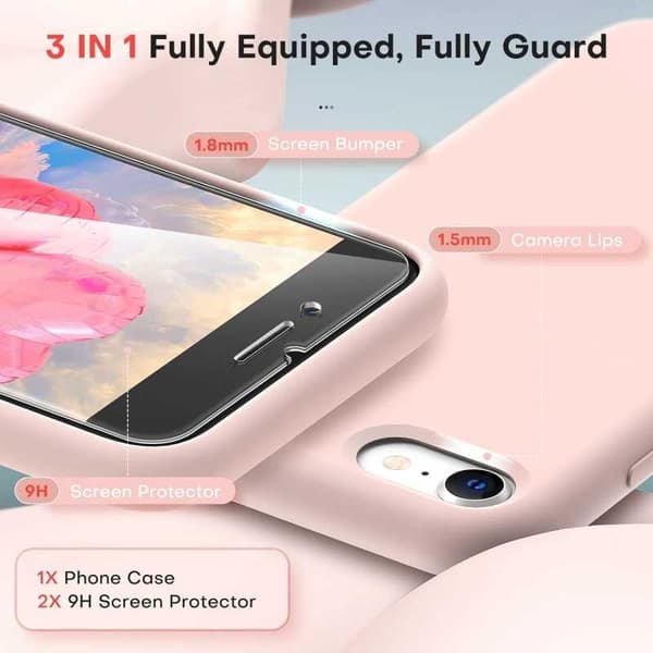 3in1 Gummibelagt Stilrent Skal iPhone 7 Plus / 8 Plus - Rosa