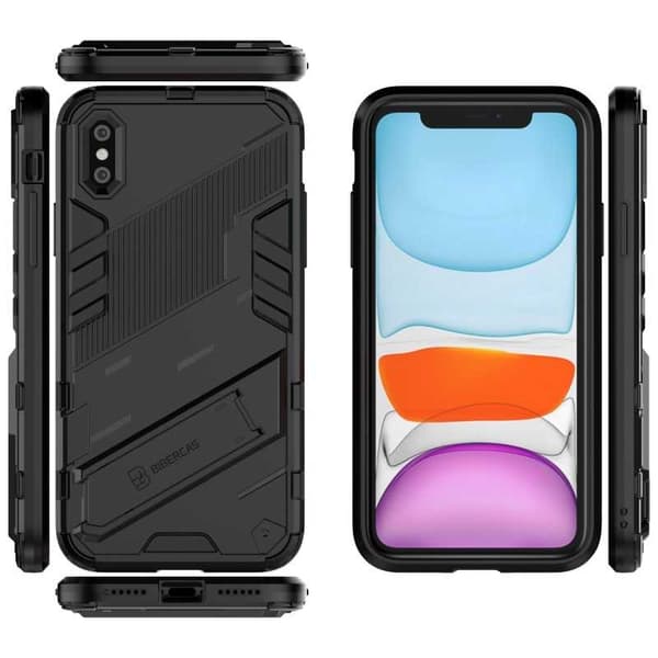 iPhone X / XS Iskunkestävä kotelo jalustalla ThinArmor V2 Orange