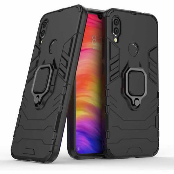 Xiaomi Redmi Note 7 Stöttåligt Skal med Ringhållare ThinArmor Svart
