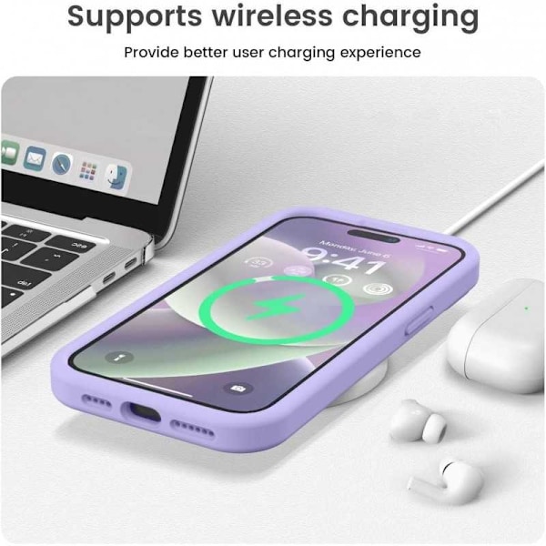 iPhone 16 Pro Max Gummibelagt Skal med Kameraskydd Liquid V2 - Lila