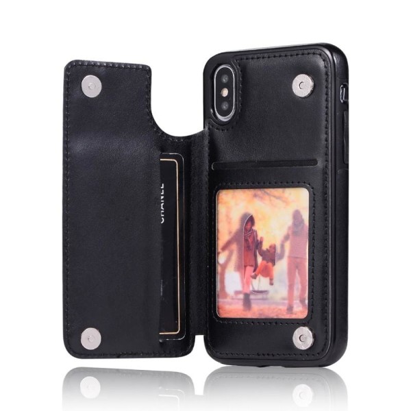 iPhone X Shockproof Case Kortholder 3-POCKET Flippr V2 Black