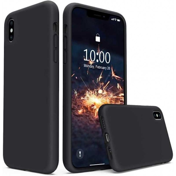 iPhone XS gummibelagt mat sort silikonecover Black