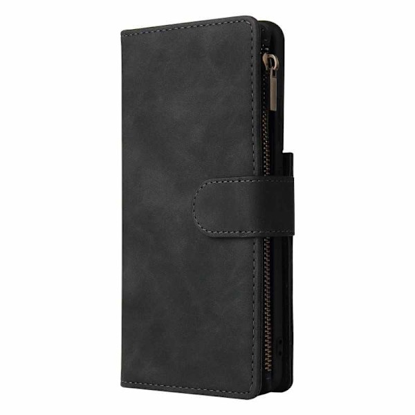 Samsung S21 Ultra Multifunktionellt Plånboksfodral Zipper 8-Fack Svart
