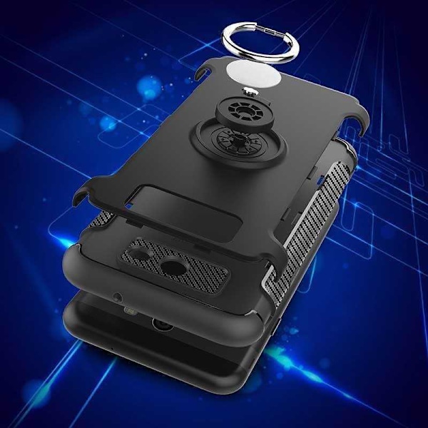 Samsung J5 2017 praktisk stødsikker taske med ringholder V2 Svart