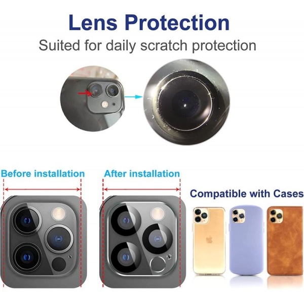 2-PACK iPhone 11 Pro Max Protection Linssinsuojaus Kameran suoja Transparent