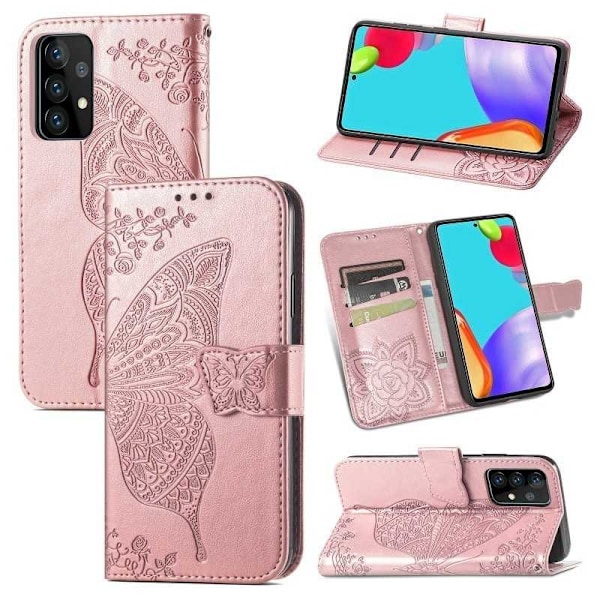 Samsung A23 5G Plånboksfodral PU-Läder 4-FACK Motiv Fjäril Svart
