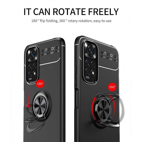 Xiaomi Redmi Note 11 / 11S Praktisk Stöttåligt Skal med Ringhållare V3 Svart