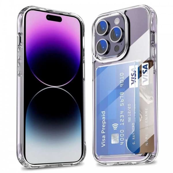 iPhone 13 Pro Stöttåligt Skal med Kortfack V3 Transparent