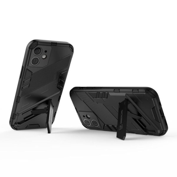iPhone 12 Mini Shockproof Cover med Kickstand ThinArmor V2 Svart