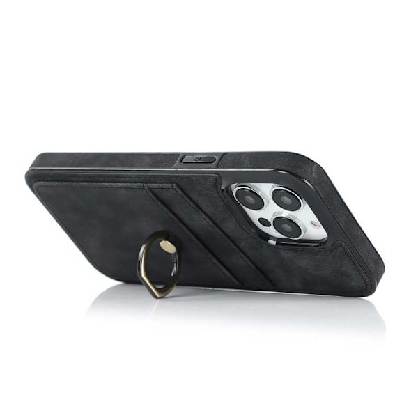 iPhone 12 Pro Max mobilcover med kortholder Retro V4 Svart
