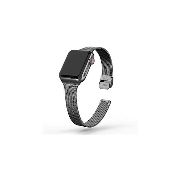 Apple Watch 38mm / 40mm / 41mm ohut rannekoru Milanese Loop Svart