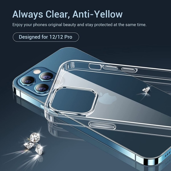 iPhone 12 stødabsorberende silikone cover Enkelt Transparent