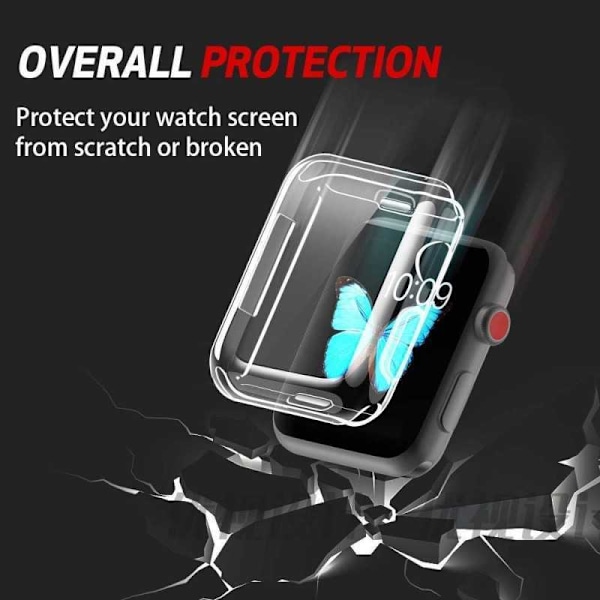 2-PACK Fulddækkende Ultratynd TPU Shell Apple Watch 44mm væske Transparent