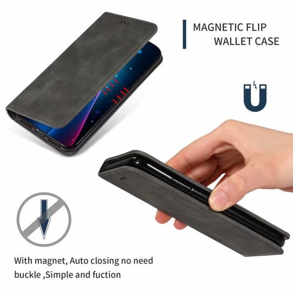 Samsung Galaxy S20 Plus Flip Case Korttilokero Suede Black