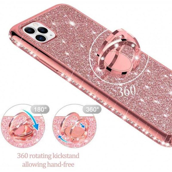 iPhone 12 Pro stødabsorberende cover med Ring Holder Strass Guld