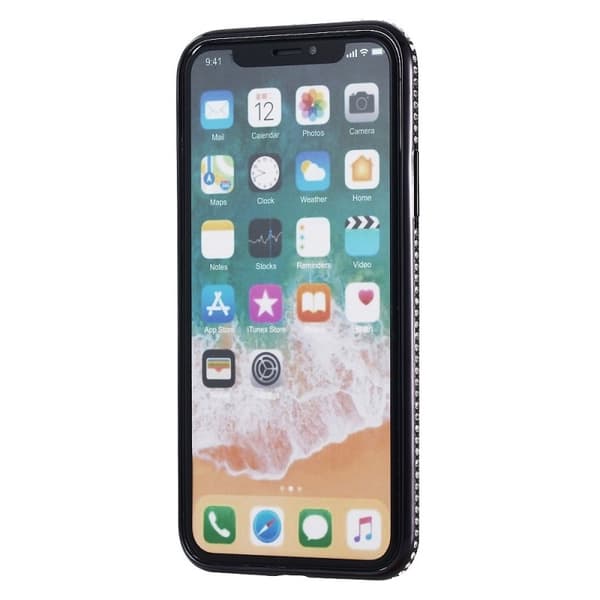 iPhone X Stöttåligt Mjukt Skal med Strass Rosenguld