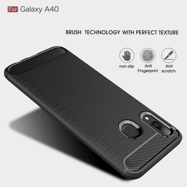 Samsung A40 Iskunkestävä Iskunvaimennuskuori SlimCarbon Black
