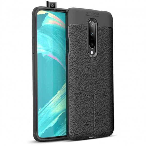 OnePlus 7 Pro Iskunkestävä ja iskunkestävä LeatherBack Black