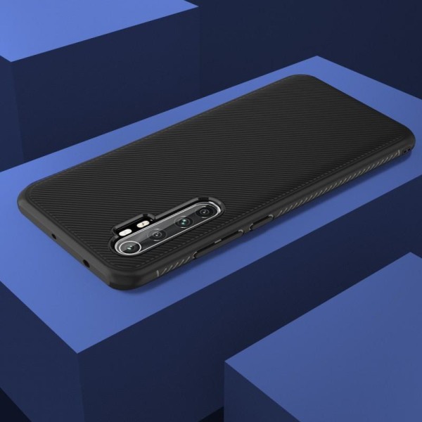 Xiaomi Mi Note 10 Lite stilfuldt stødsikkert cover FullCarbon V3 Black