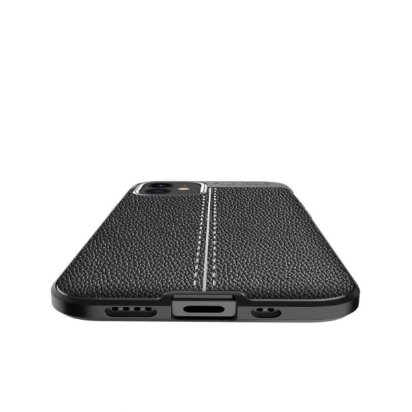 iPhone 12 Iskunkestävä ja iskunkestävä LeatherBack -kotelo Black