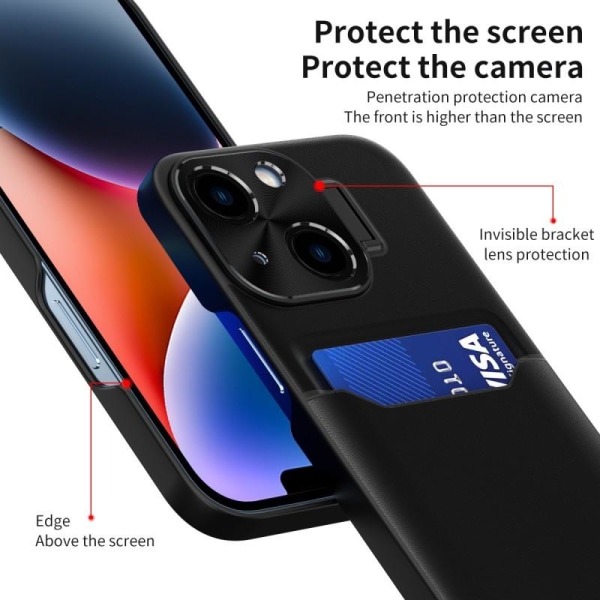 iPhone 15 Støtdempende Deksel med Kortholderfeil Glitch Black