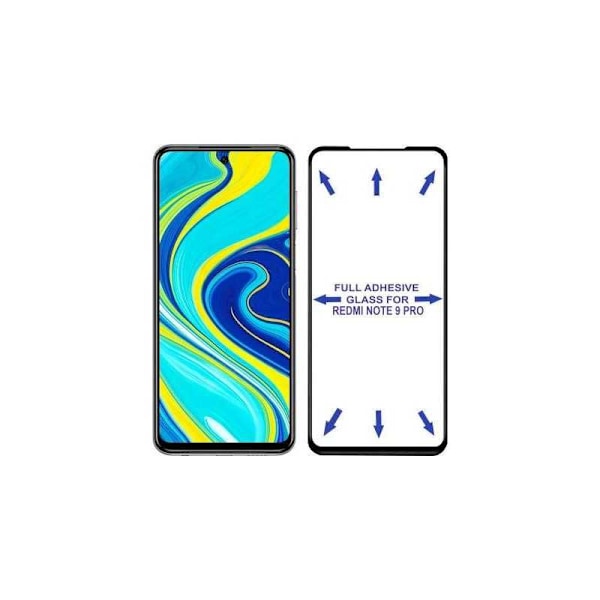 2-PACK Redmi Note 9 Härdat Glas 0.26mm 2.5D 9H Fullframe Transparent