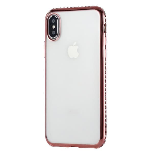 iPhone X iskuja vaimentava kumipäällyste strassikivillä Rosenguld