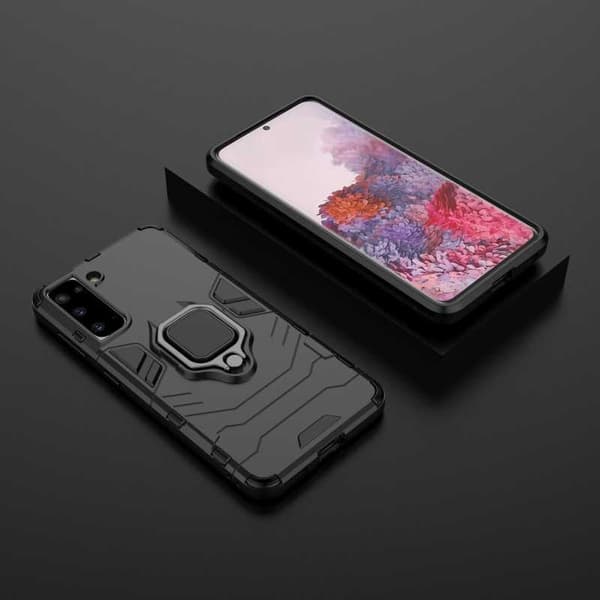 Samsung S21 iskunkestävä kotelo, jossa ThinArmor rengaspidike Black