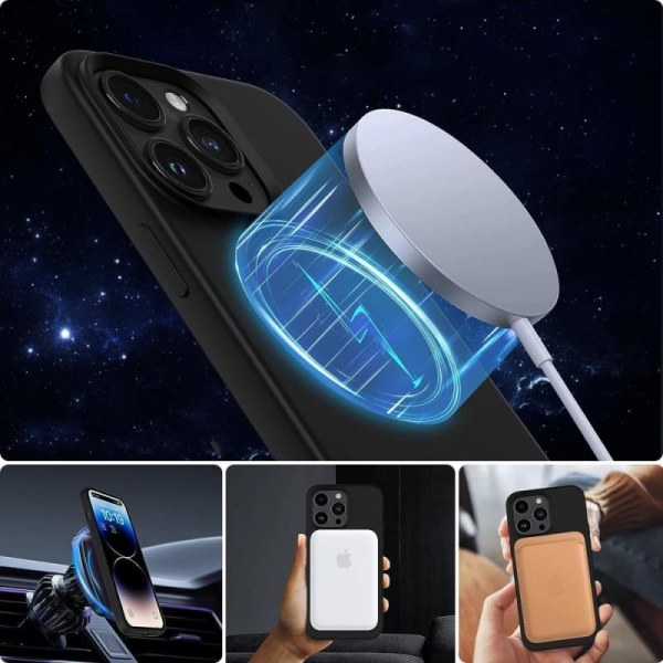 Gummibelagd Minimalistisk MagSafe Skal iPhone 14 - Svart Svart