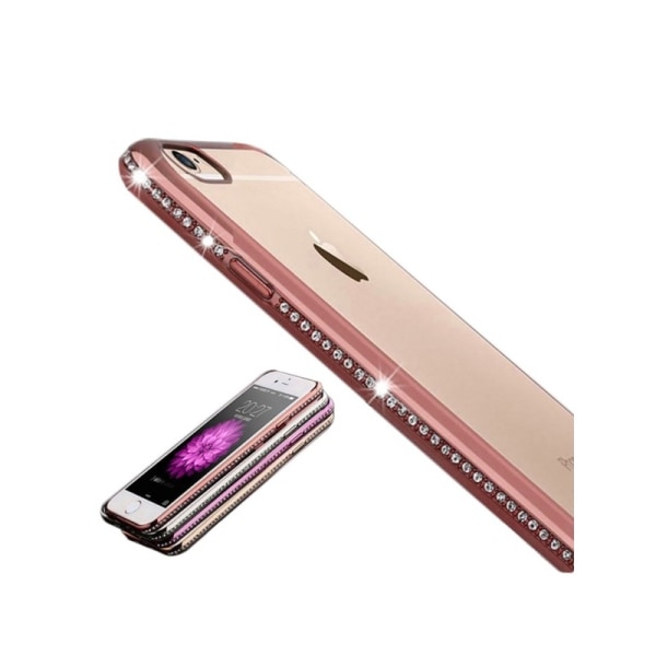 iPhone 8 eksklusivt støtdempende gummiveske med rhinestones Guld