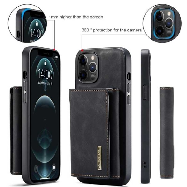8-POWER iPhone 12 Pro Max stødsikkert cover med magnetisk kortholder DG.MING Afmonter Black