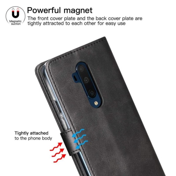 OnePlus 7T Pro -lompakkokotelo, PU-nahkainen 4-tasku Black