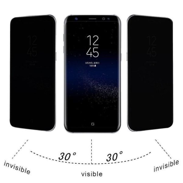 Samsung S9 Plus Privacy FullFrame herdet glass 0.26mm 3D 9H Transparent