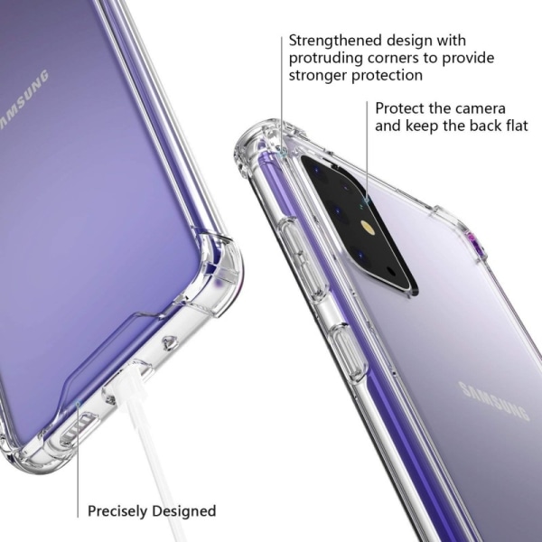 Samsung S20 Plus iskuja vaimentava silikonikotelo Shockr Transparent
