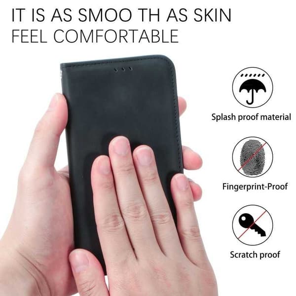 Samsung Galaxy S22 Plus Flip Case Korttilokero Suede Black