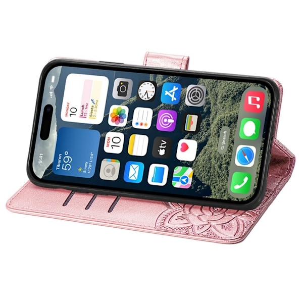 iPhone 16 Plånboksfodral PU-Läder 4-FACK Motiv Fjäril
