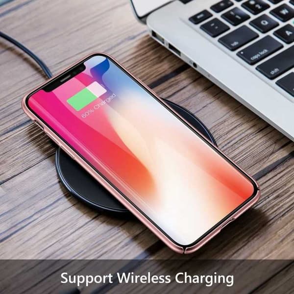 iPhone XS Max Ultra-ohut kumipäällysteinen Cover Basic V2 Pink gold