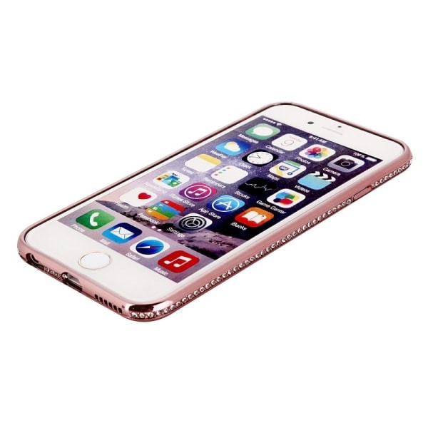 iPhone 7 Plus stødabsorberende gummicover med rhinsten Svart