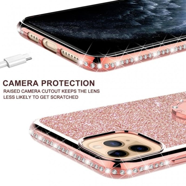 iPhone 13 Pro Max stødabsorberende cover med Ring Holder Strass Guld