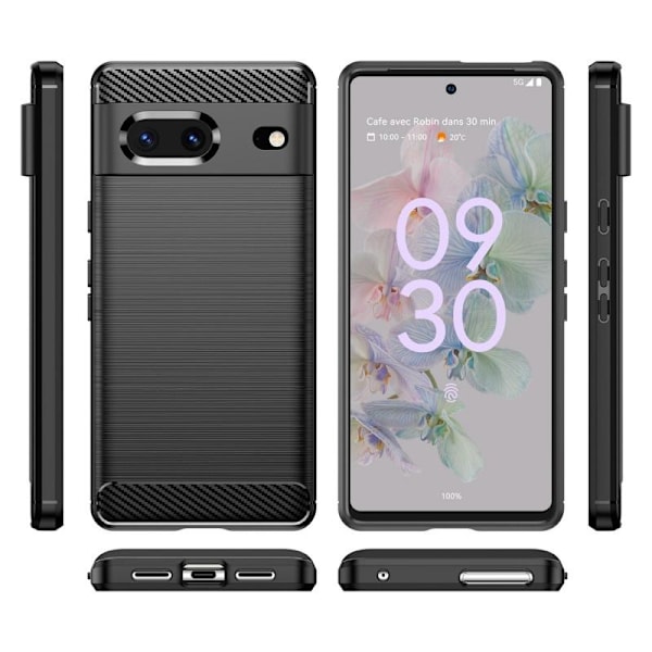 Google Pixel 7a Stöttåligt Skal SlimCarbon Black