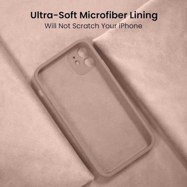 iPhone 12 Mini Gummibelagd Mattrosa Skal Kameraskydd Liquid - Rosa