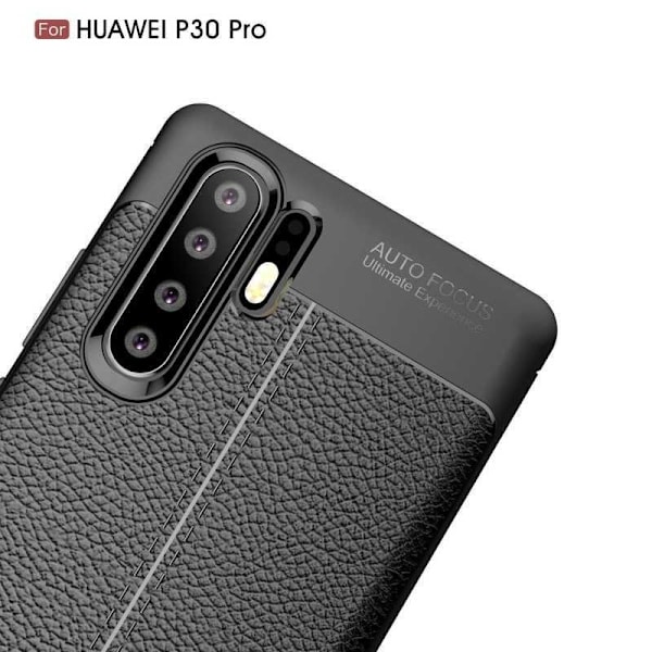 P30 Pro Stöttåligt & Stötdämpande Skal LeatherBack Svart