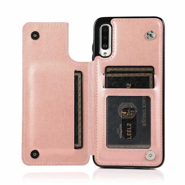 Samsung A70 Shockproof Cover Card Holder 3-SLOT Flippr V2 Pink gold