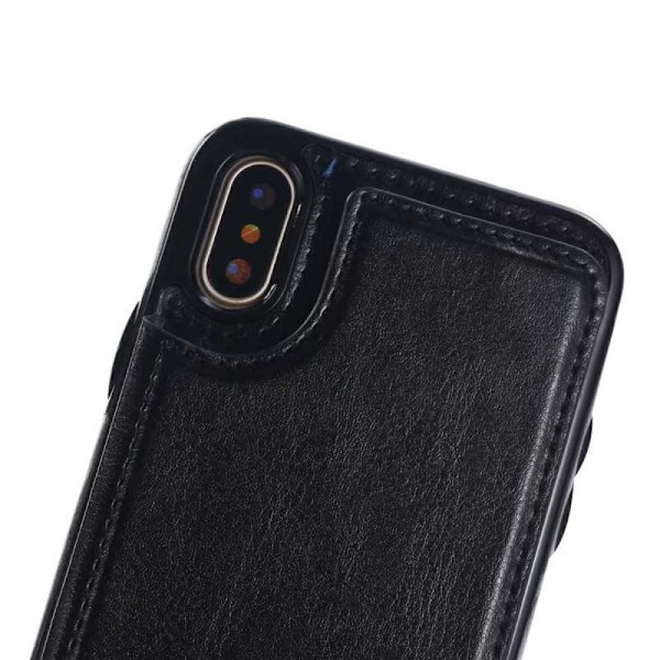 iPhone XS Max Shockproof Cover Kortholder 2-SLOT Flippr Svart