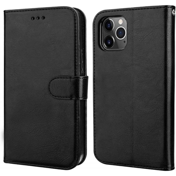 iPhone 12 Pro lommebokveske PU skinn 4-LOMMER Black