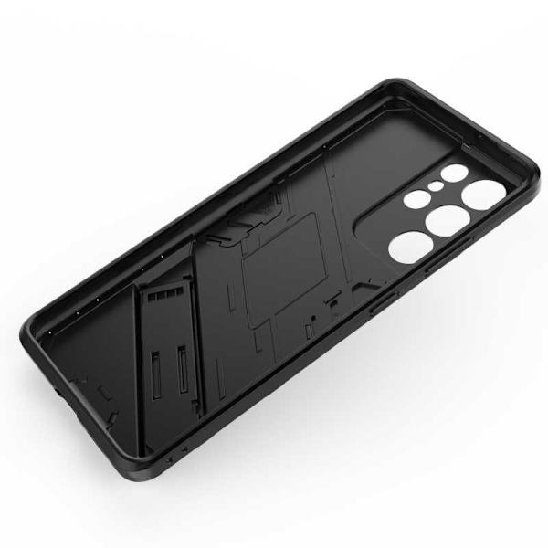Samsung S21 Ultra iskunkestävä kotelo jalustalla ThinArmor V2 Svart