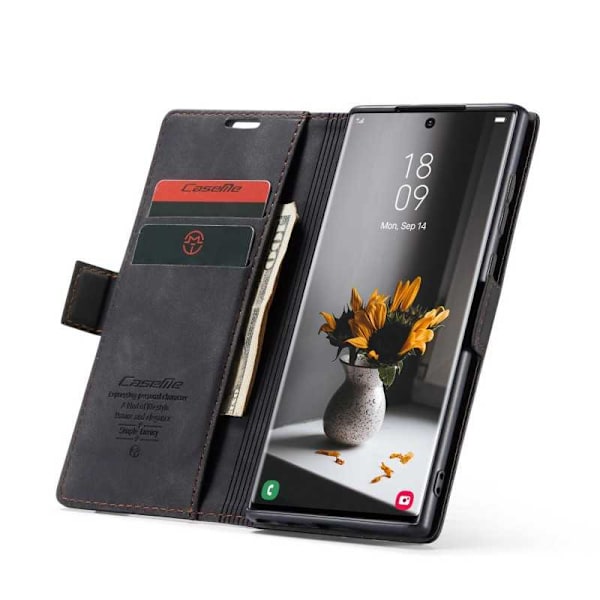Samsung S23 Ultra Elegant Flip Case CaseMe 3-FACK Black