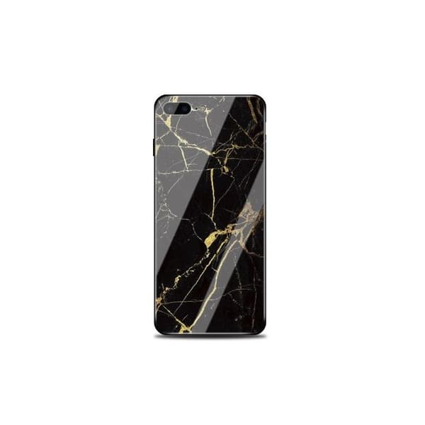 iPhone 7 Plus Marmorskal 9H Glas Baksida Glassback Black Variant 1