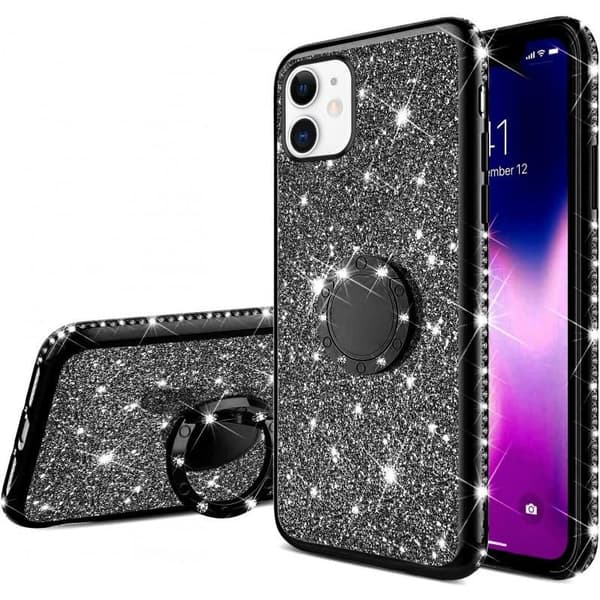 iPhone 12 stødabsorberende cover med Ring Holder Strass Guld
