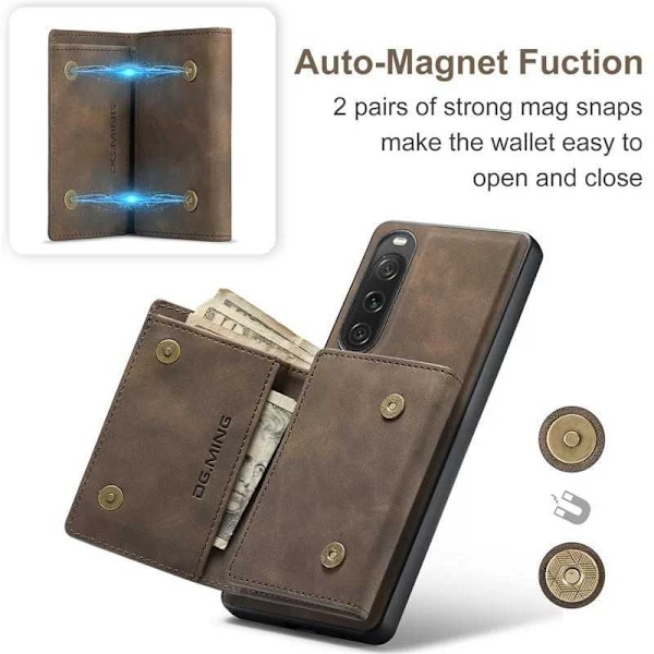 DG.MING Detach 2in1 8-FACK Magnetisk Skal Korthållare Xperia 10 V Svart